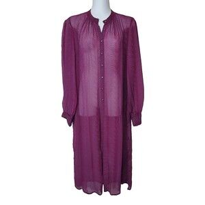 Anthropologie Maeve Top 12 Imogen Burgundy Sheer Tunic Duster Long Chiffon Zebra